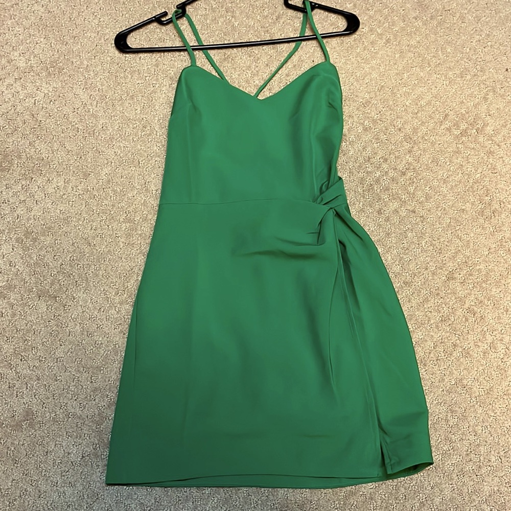 Short, green cocktail dress
